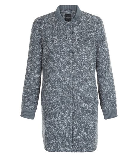 Grey Flecked Longline Bomber Jacket | New Look