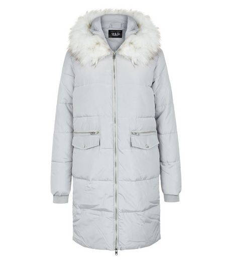Teens Pale Grey Puffer Coat | New Look