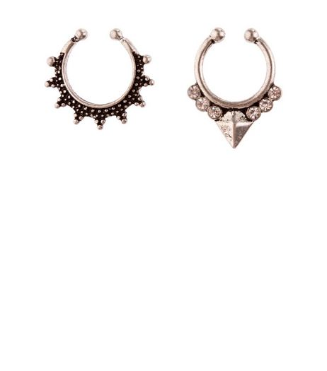 2 Pack Silver Engraved Septum Rings | New Look