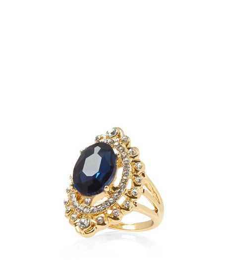 Gold Stone Diamante Trim Ring | New Look