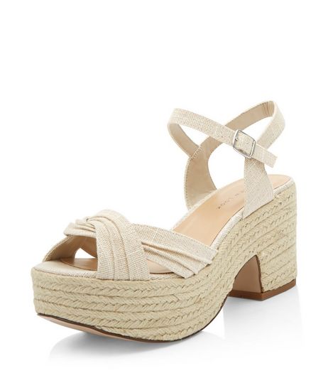 Wide Fit Cream Twist Strap Espadrille Sandals | New Look
