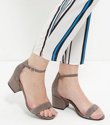 low block heel sandals grey