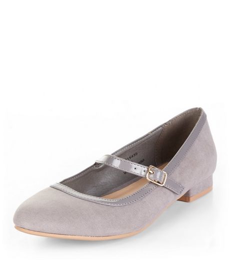 Teens Grey Suedette Block Heel Pumps | New Look