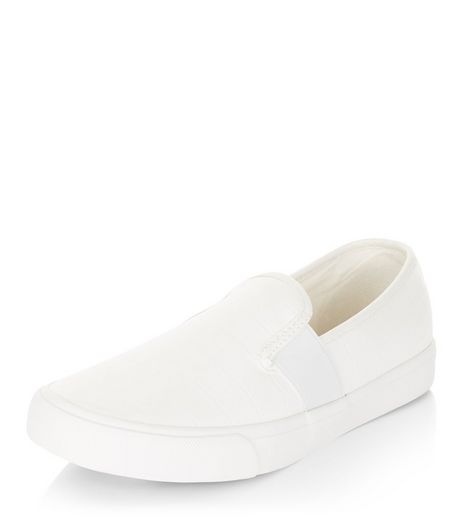 Teens White Slip On Plimsolls | New Look