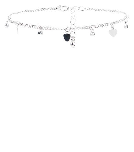 Silver Heart and Ball Anklet | New Look