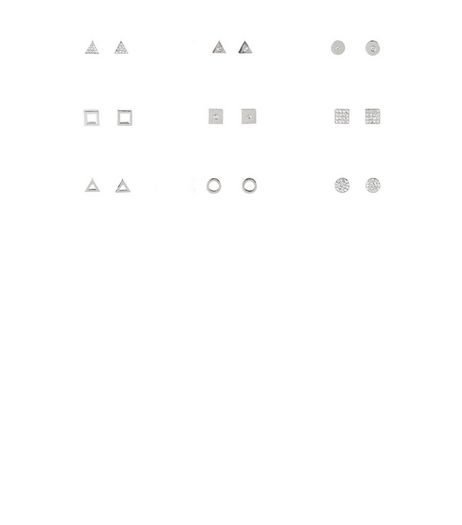 9 Pack Crystal Triangle Stud Earrings | New Look