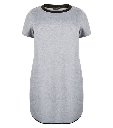 Curves Navy Contrast Neckline T-Shirt Dress | New Look