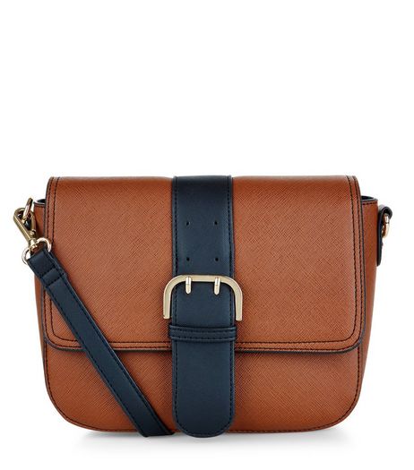 Tan Contrast Buckle Saddle Bag | New Look