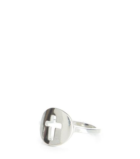 Silver Cross Cut Out Ring | New Look