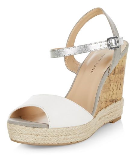 Wide Fit White Contrast Wedges | New Look