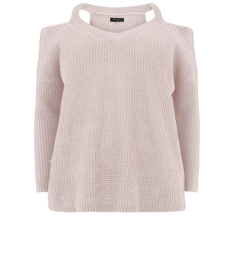 Curves Pink Cold Shoulder Jumper | New Look