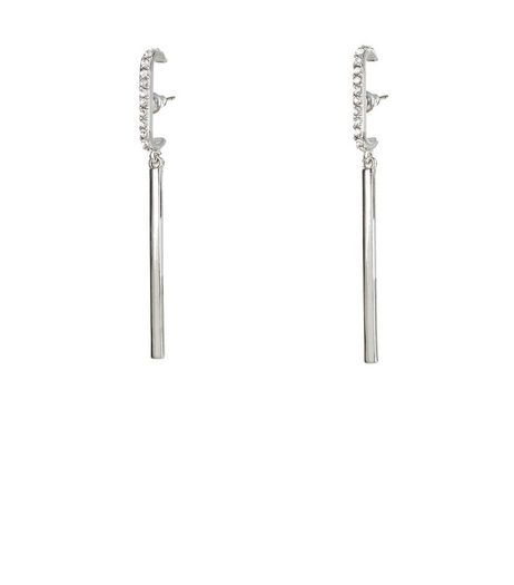 Silver Over Ear Diamante Drop Earrings | New Look