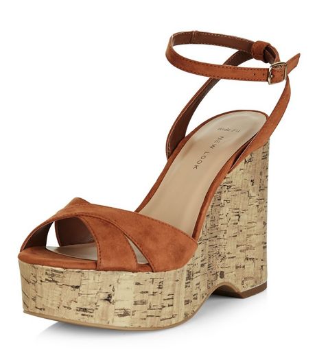 Wide Fit Tan Suedette Espadrille Wedge Sandals | New Look