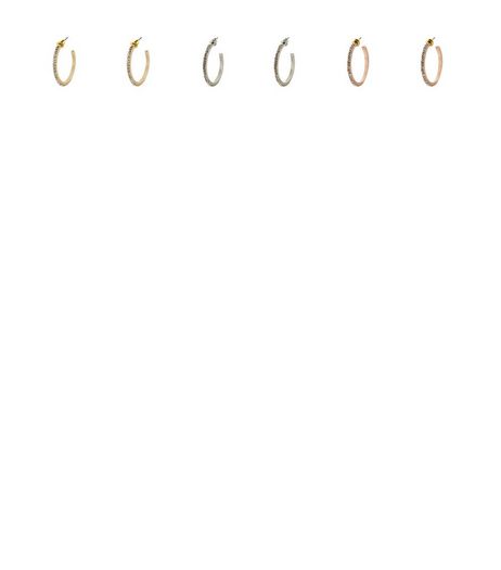 3 Pack Crystal Hoop Earrings | New Look
