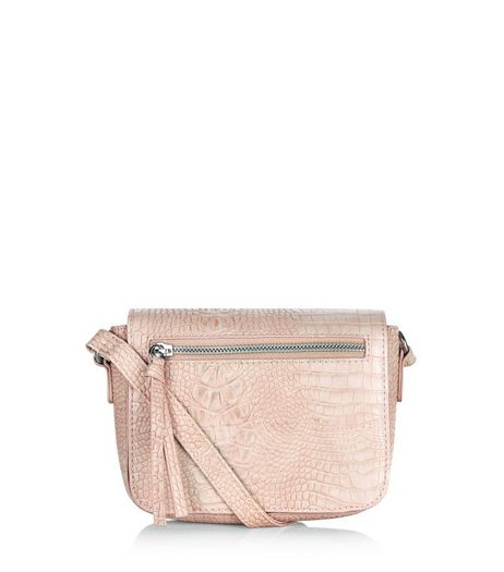 Cream Snakeskin Texture Across Body Bag | New Look