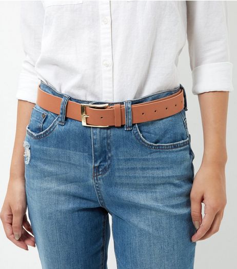 Tan Leather-Look Jeans Belt | New Look