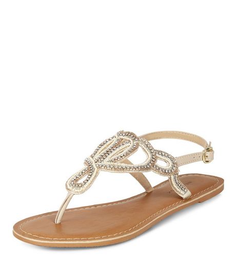 Cream Leather Beaded Sandals | New Look