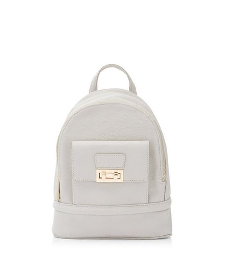 Grey Twist Lock Mini Backpack | New Look