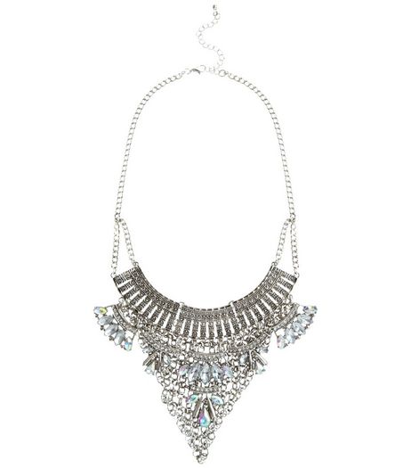 Silver Diamante Bib Necklace | New Look