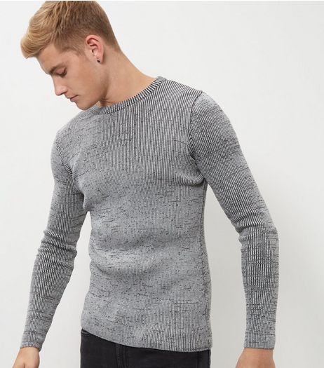 Grey Ribbed Space Dye Jumper | New Look