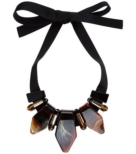 Brown Stone Ribbon Necklace | New Look