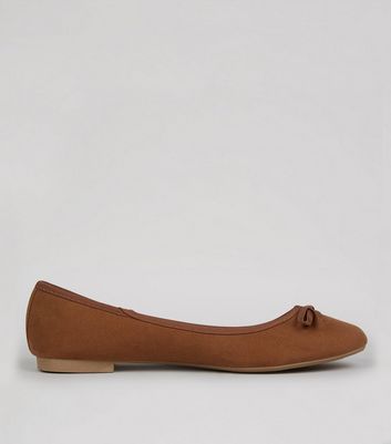 tan suede ballet pumps