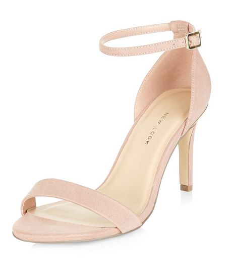 Wide Fit Pink Suedette Metal Trim Ankle Strap Heels | New Look