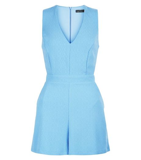 Blue Cut Out Side V Neck Playsuit | New Look
