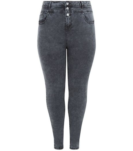 Curves Grey High Waisted Skinny Jeans | New Look
