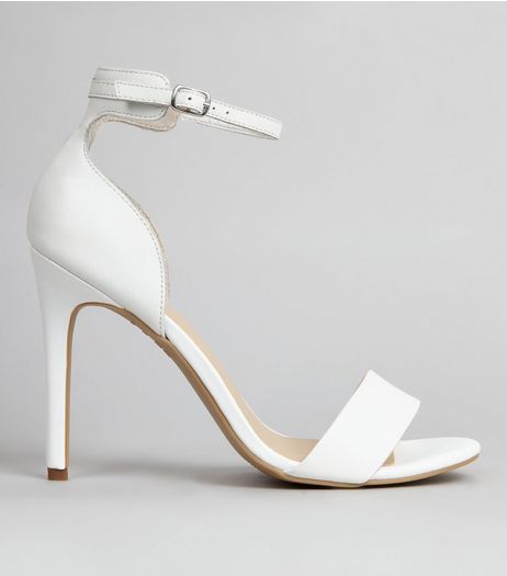 White Leather Ankle Strap Sandals | New Look