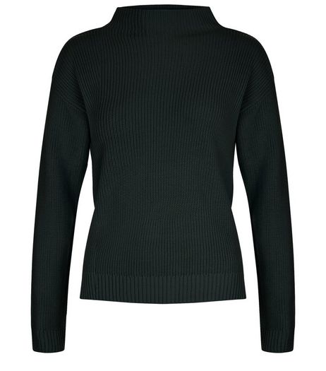 Teens Dark Green Ribbed Funnel Neck Jumper | New Look