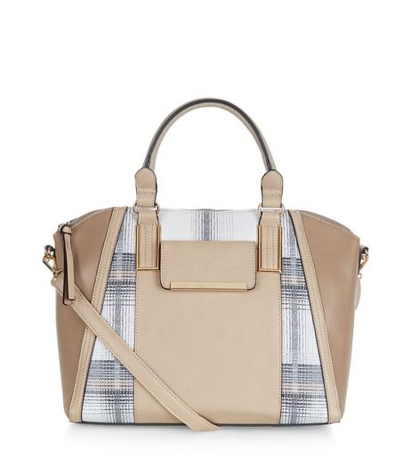 Stone Check Bowler Bag | New Look