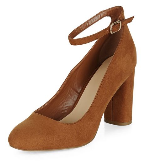 Tan Suedette Ankle Strap Court Shoes | New Look