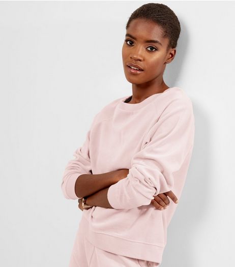 Shell Pink Velvet Sweater | New Look