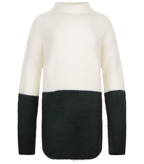 Teens Dark Green Colour Block Oversized Jumper | New Look