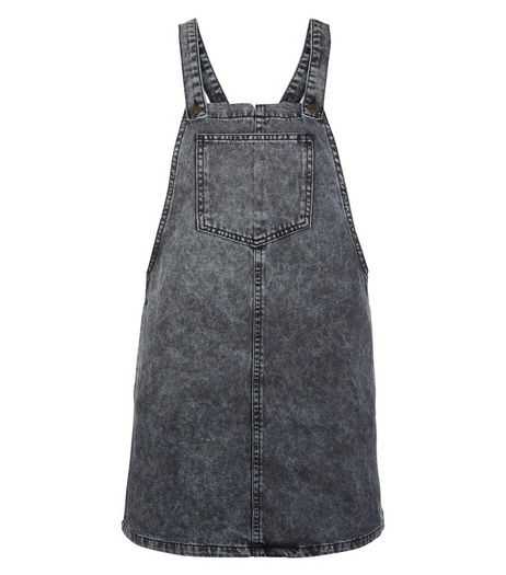Teens Grey Acid Wash Pinafore Dress | New Look