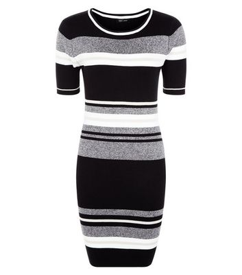 Black Stripe Short Sleeve Dress | New Look