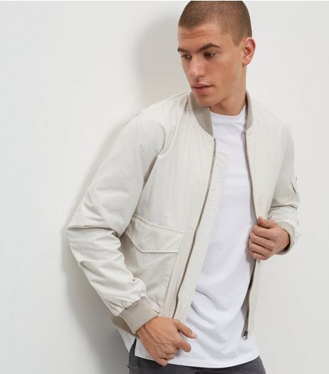 Stone Popper Sleeve Bomber Jacket | New Look