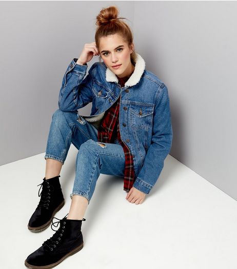 Blue Borg Lined Denim Jacket | New Look
