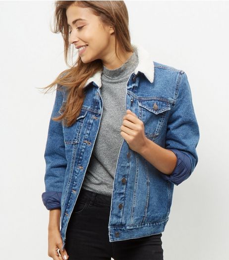 Blue Borg Lined Denim Jacket | New Look