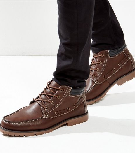 Brown Cleated Moccasin Boots | New Look
