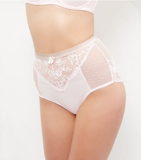 Mid Pink Lace High Waist Briefs | New Look