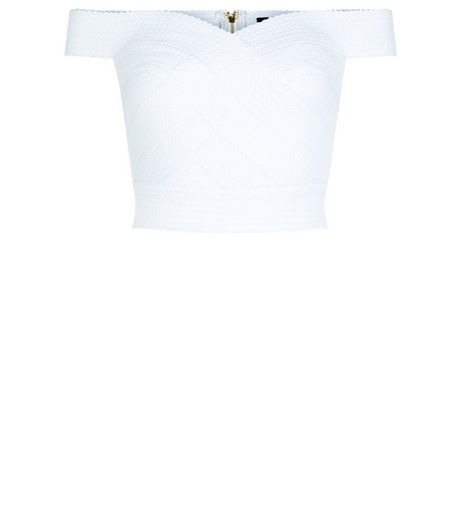 White Bandage Bardot Neck Crop Top | New Look