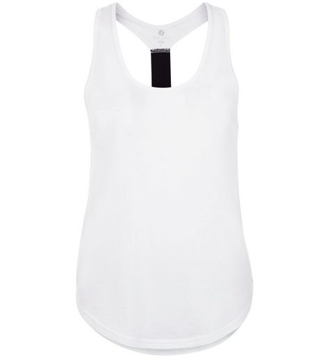 White Elasticated Strap Back Sports Vest | New Look