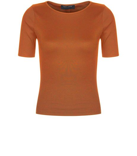 Petite Tan Ribbed T-Shirt | New Look