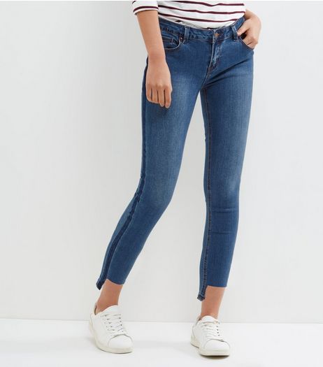 Blue Contrast Stripe Skinny Jeans | New Look