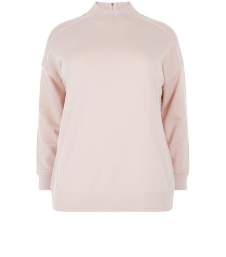 Curves Shell Pink Funnel Neck Sweater | New Look