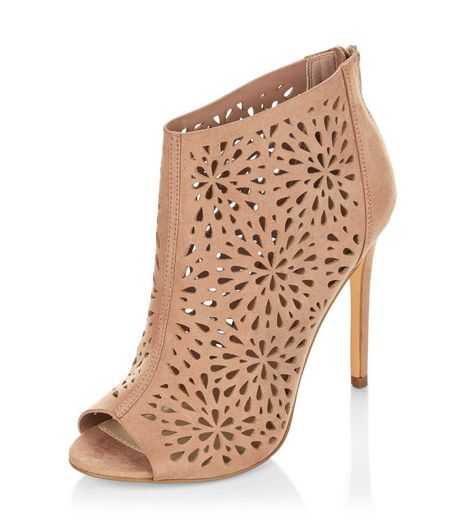 Pink Suedette Laser Cut Out High Heels | New Look