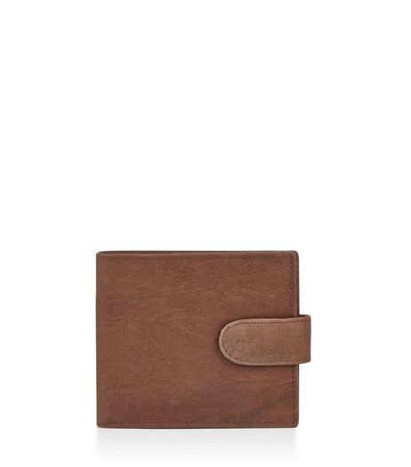 Brown Leather Snap Fastening Wallet | New Look