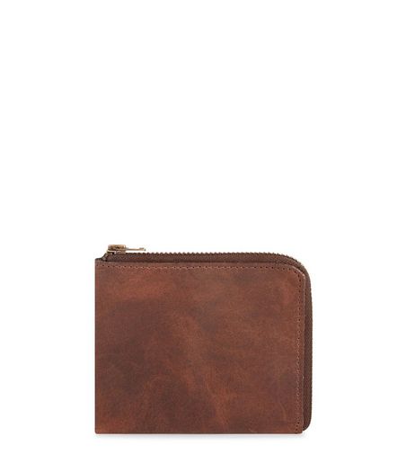 Tan Leather Zip Around Wallet | New Look